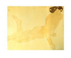 Femme nue, allongee sur le ventre by Auguste Rodin