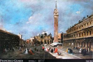 La Piazza San Marco con la basilica e il campanile by Francesco Guardi