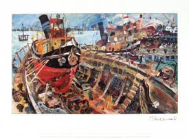 Tug Boat in a Boat (Hand Signed) by John Perceval